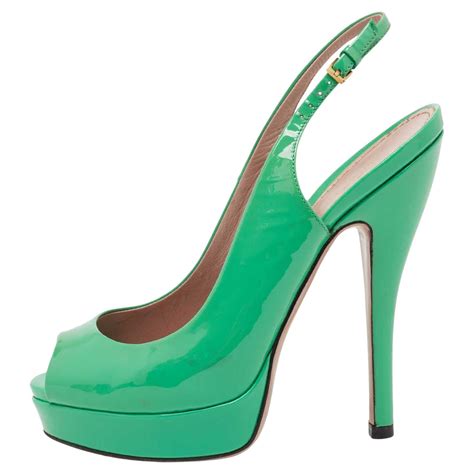 green gucci peep toes